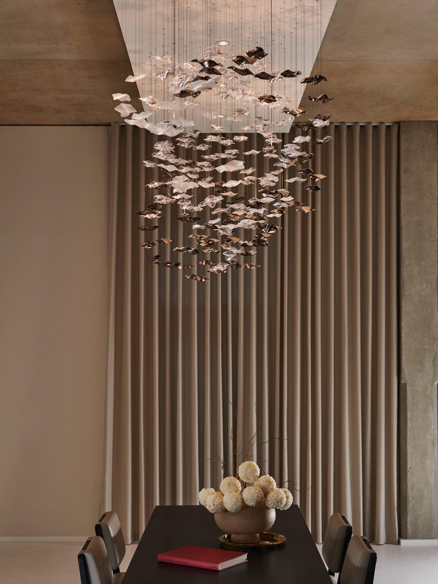 San De Chandelier, Modern Square Glass Spiral Long Pendant Chandelier