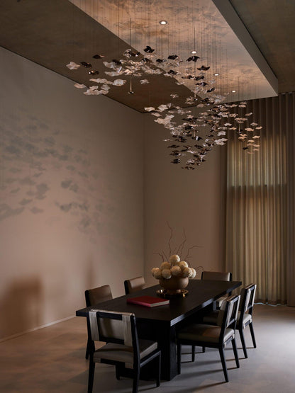 San De Chandelier, Modern Square Glass Spiral Long Pendant Chandelier