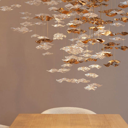 San De Chandelier, Modern Square Glass Spiral Long Pendant Chandelier
