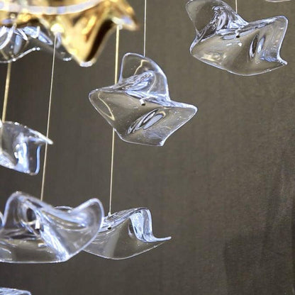 San De Chandelier, Modern Square Glass Spiral Long Pendant Chandelier