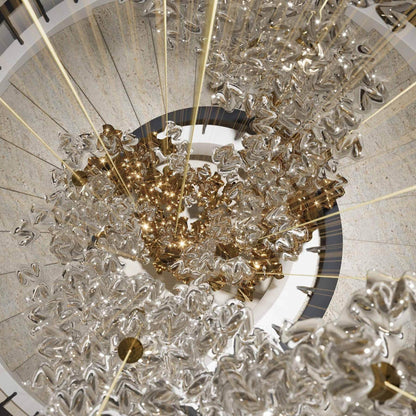 San De Chandelier, Modern Square Glass Spiral Long Pendant Chandelier