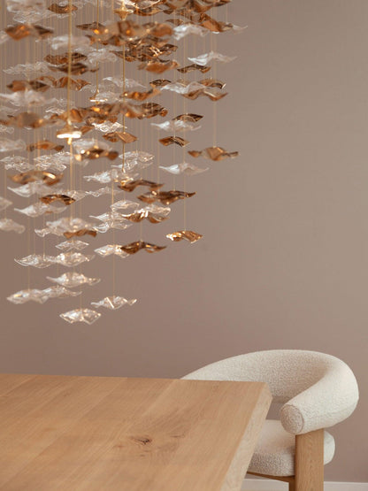 San De Chandelier, Modern Square Glass Spiral Long Pendant Chandelier