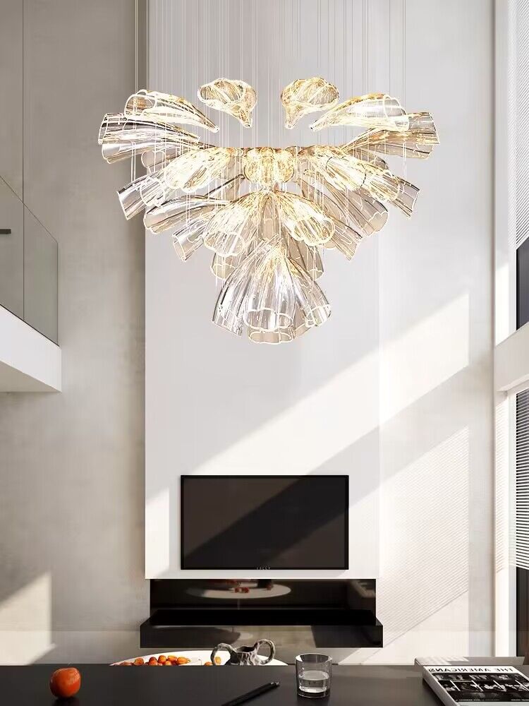 Christian Luxury Glass Lotus Hotel Hallway Stairway Chandelier