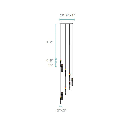 Sparkling Night Cylinder Chandelier // 9 Light