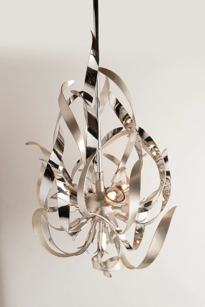 Graffiti 12 Light Pendant - Silver Leaf Polished Stainless