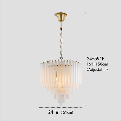 3-Tier Glass  Round Chandelier 24"