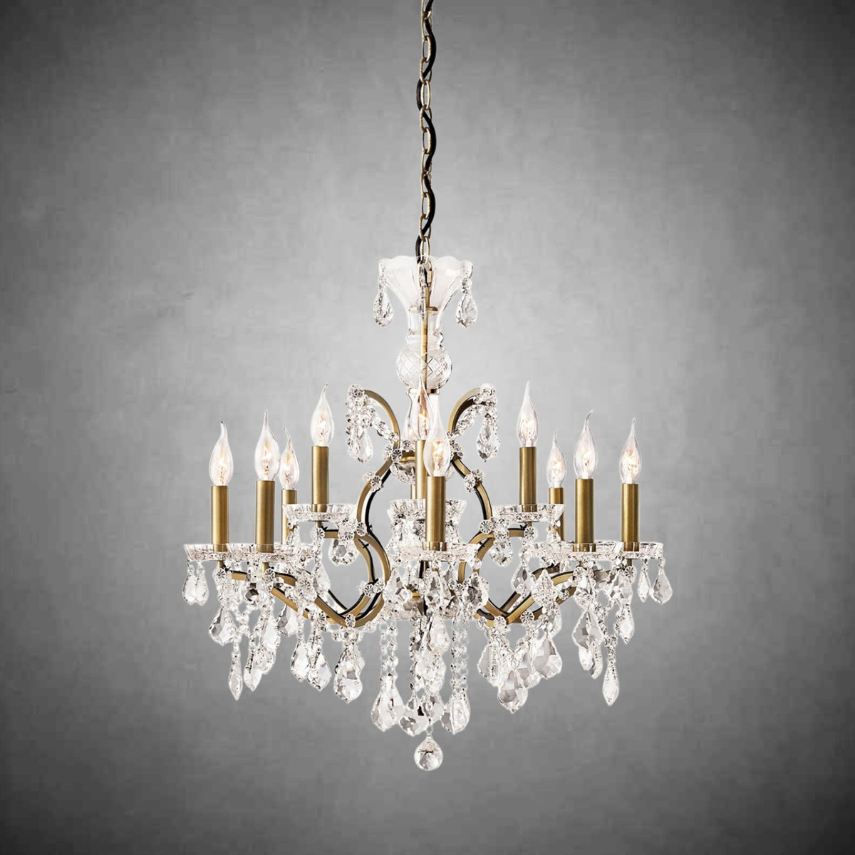 XINYUE Rococo Iron & Crystal Round Chandelier 28''