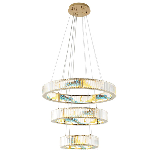 Sharyn Colorful Three Tiers  Round Crystal Chandelier