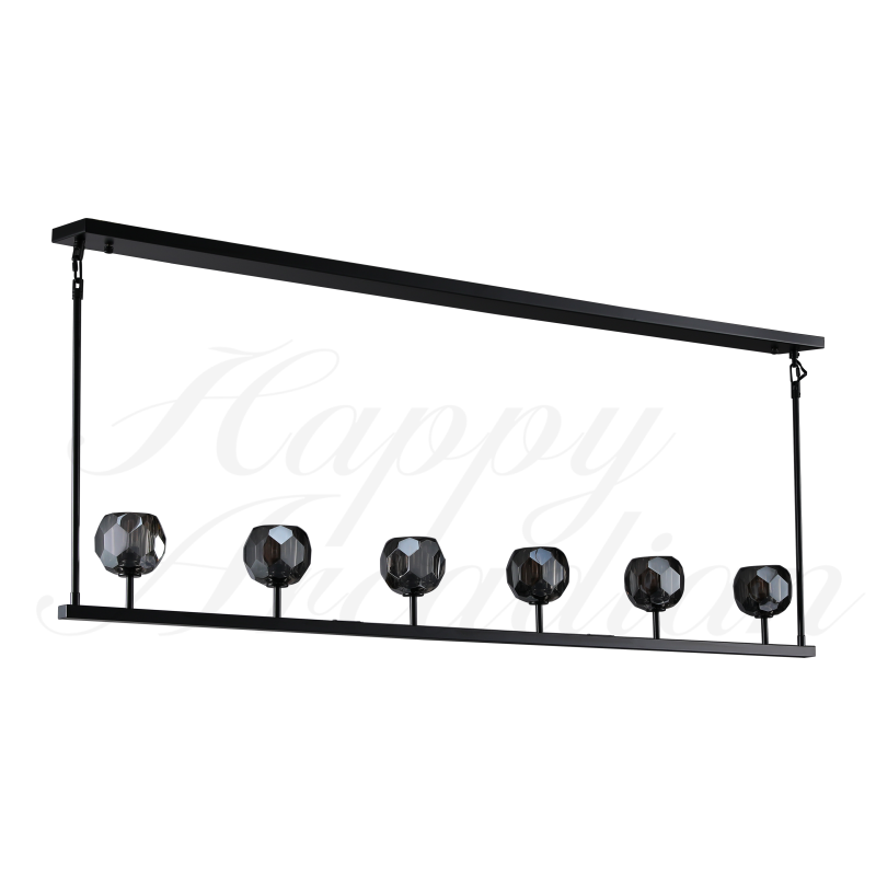 xinyue Bola De Smoke Glass Linear Chandelier 48" for Living room