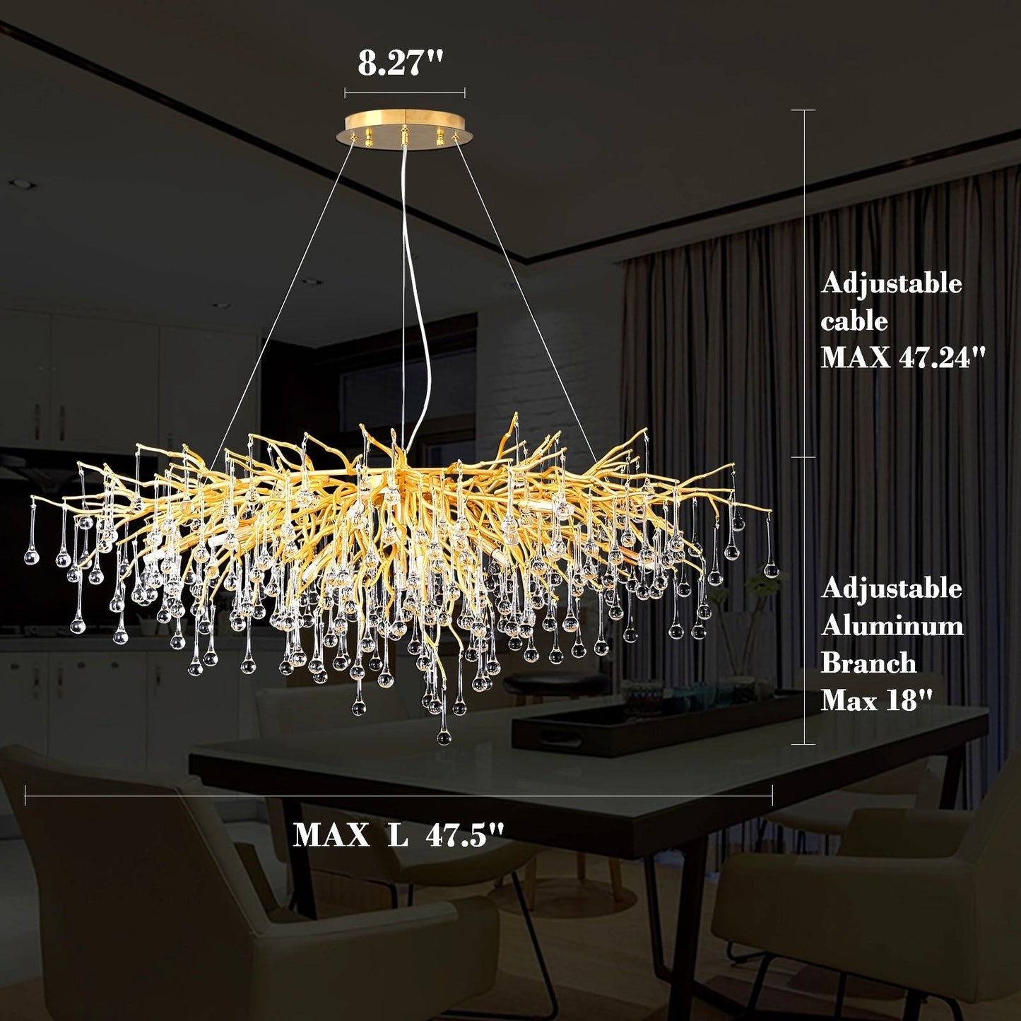 Doris Crystal Branch Chandelier
