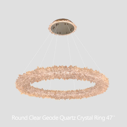Kandace Round Rock Crystal Pendant Light Modern Chandelier for Living Room